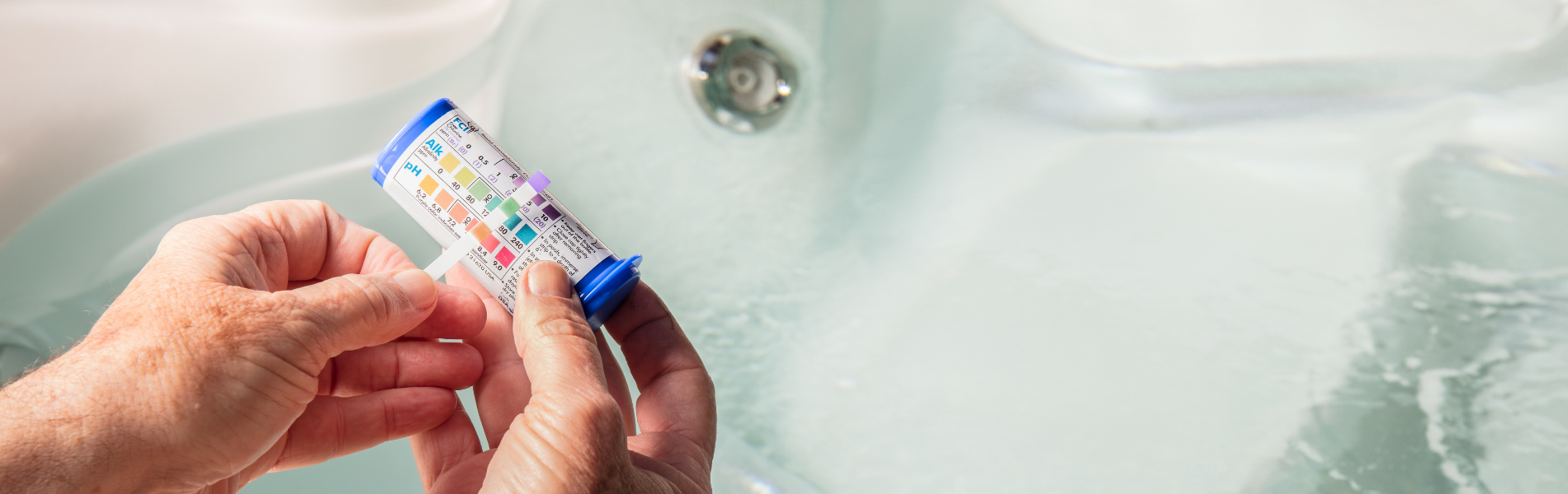 Water chemical test strips for hot tub, spa, pool water