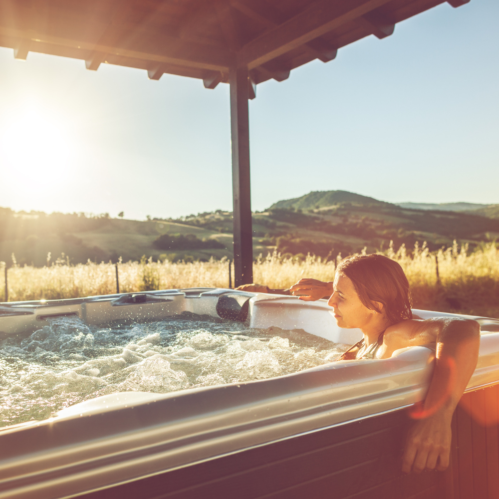 Woman in whirlpool hot tub